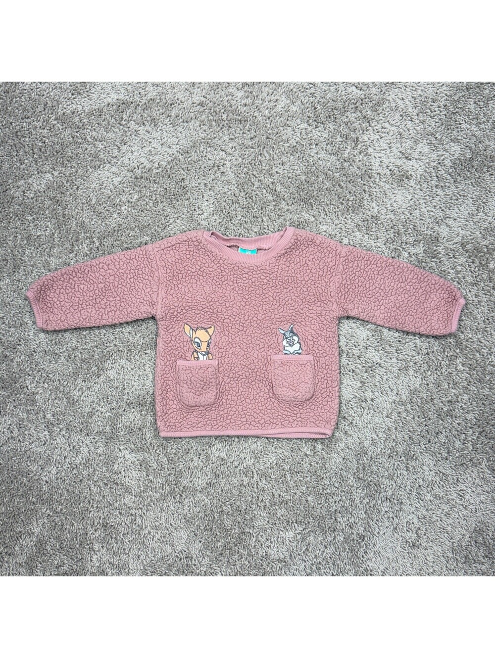Disney Baby Pink Fleece Pullover with Bambi and Thumper Embroidery 18M